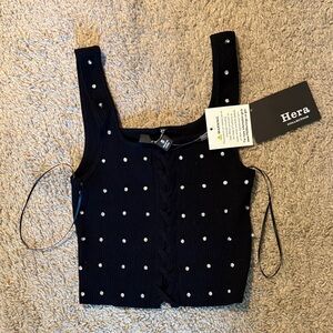 Hera Collection Black Tank with White Polka Dots